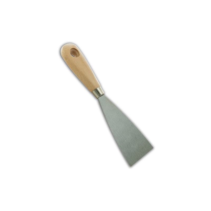 Couteau à enduire riflard souple, avec lame de 6 cm et manche en bois.